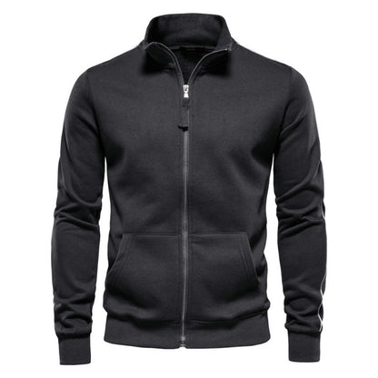 Sweatshirt Décontracté et Chaud pour Hommes – Veste à Col Montant avec Fermeture Éclair et Poches