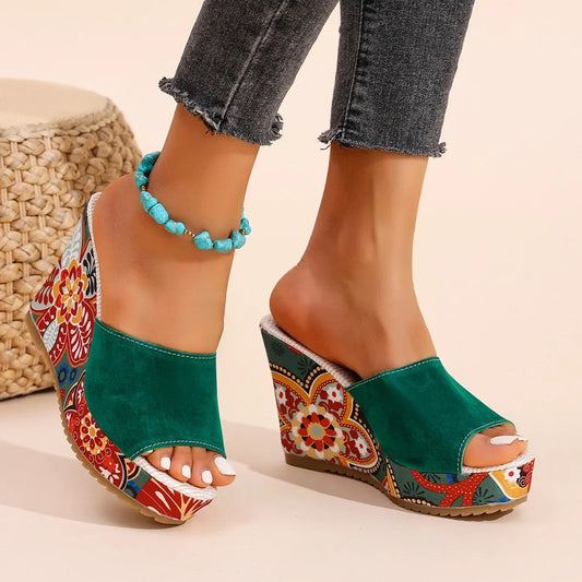 Velvet Wedge Sandals for Women – An Elegant and Comfortable Summer Style, Perfect for Evenings