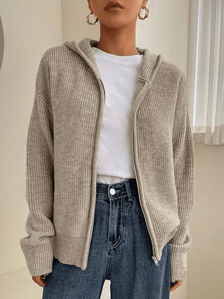 Hoodie zippé en tricot pour femme