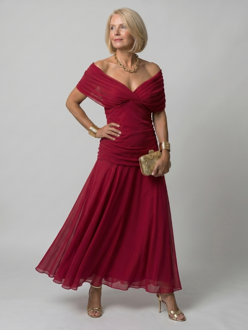 Robe midi femme epaules denudees - Fluide et romantique