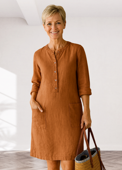 Robe Midi Classique Décontractée Femme – Coupe Ample avec Poches