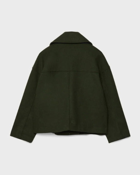 Manteau court femme croise en laine - Minimaliste et elegant