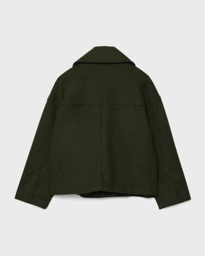 Manteau court femme croise en laine - Minimaliste et elegant