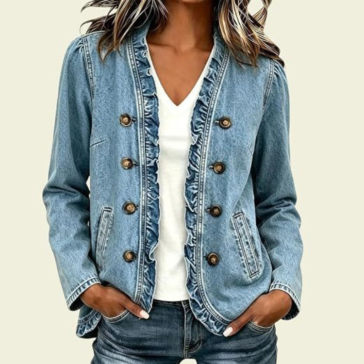 Giacca di jeans da donna con fondo svasato e bottoni - Casual e originale