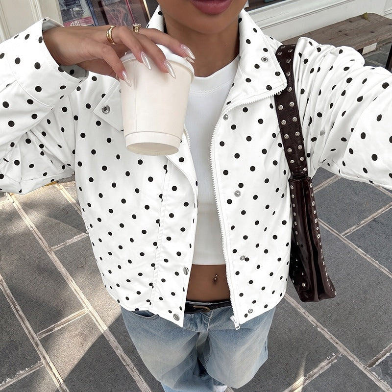 Manteau femme a pois manches longues - Decontracte et leger