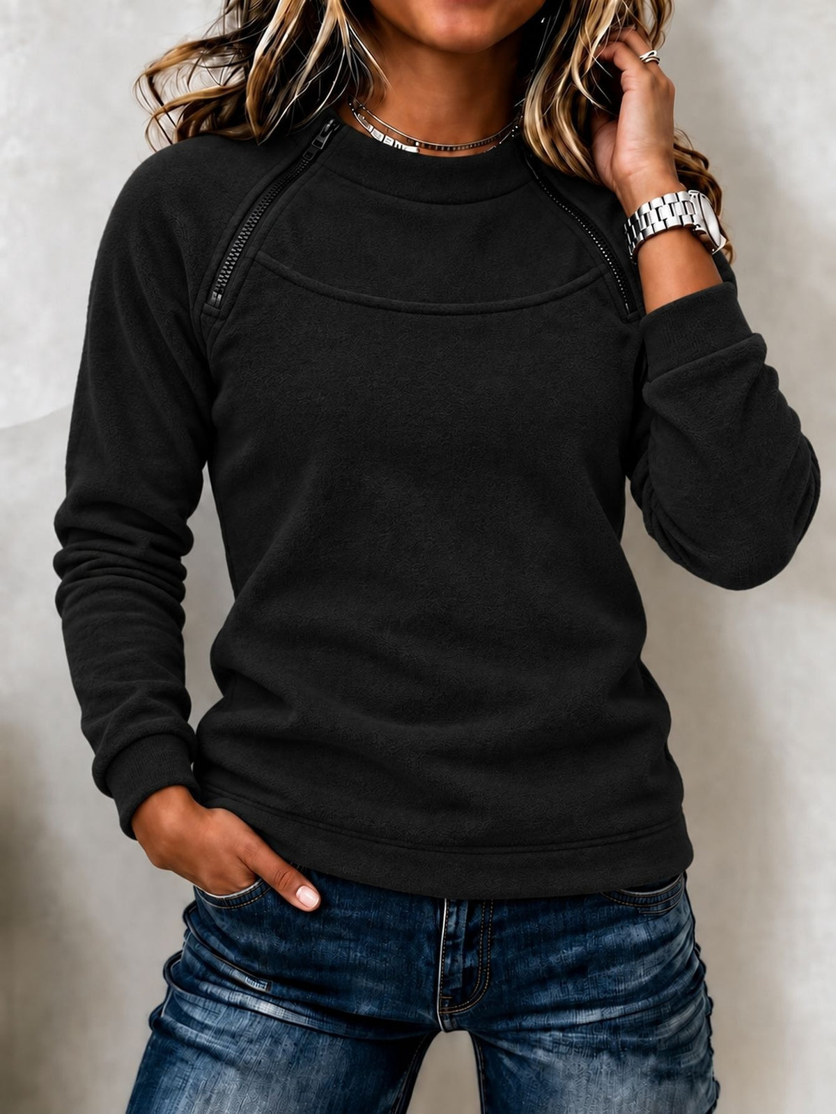 Sweat thermique femme col montant - Chaud et casual