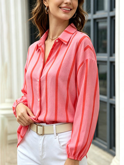 Blouse rayee femme a manches bouffantes - Legere et feminine