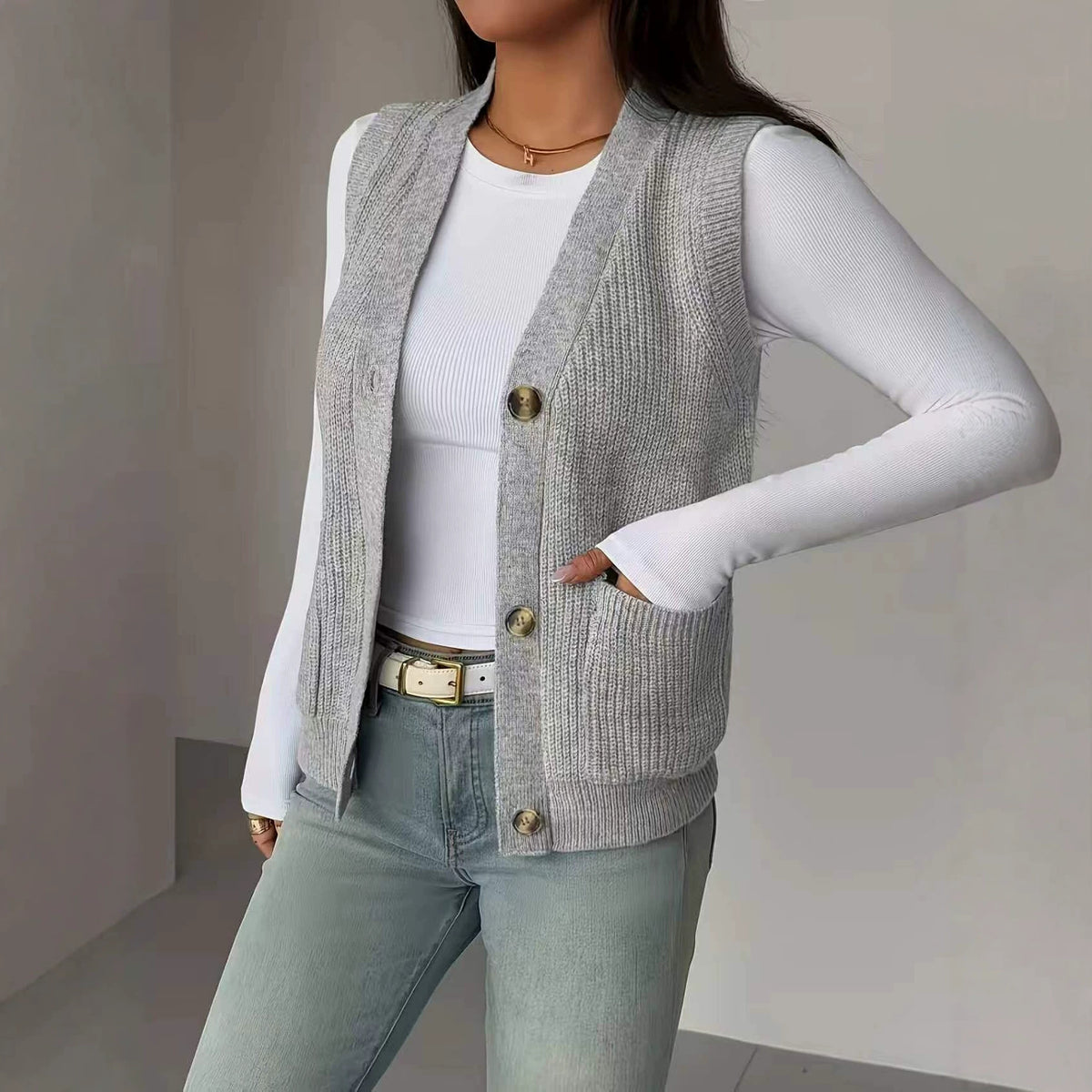 Gilet pull femme boutonne - Ample et confortable