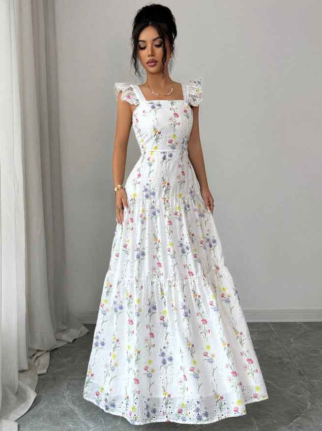 Women's floral dress with thin straps French style - Light and romantic