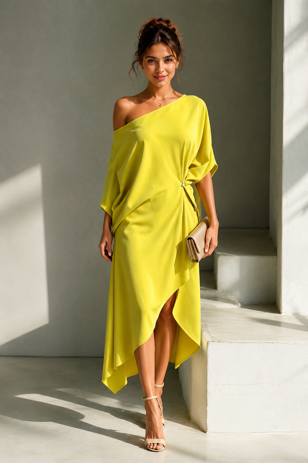 Robe asymetrique femme elegante - Fluide et lumineuse