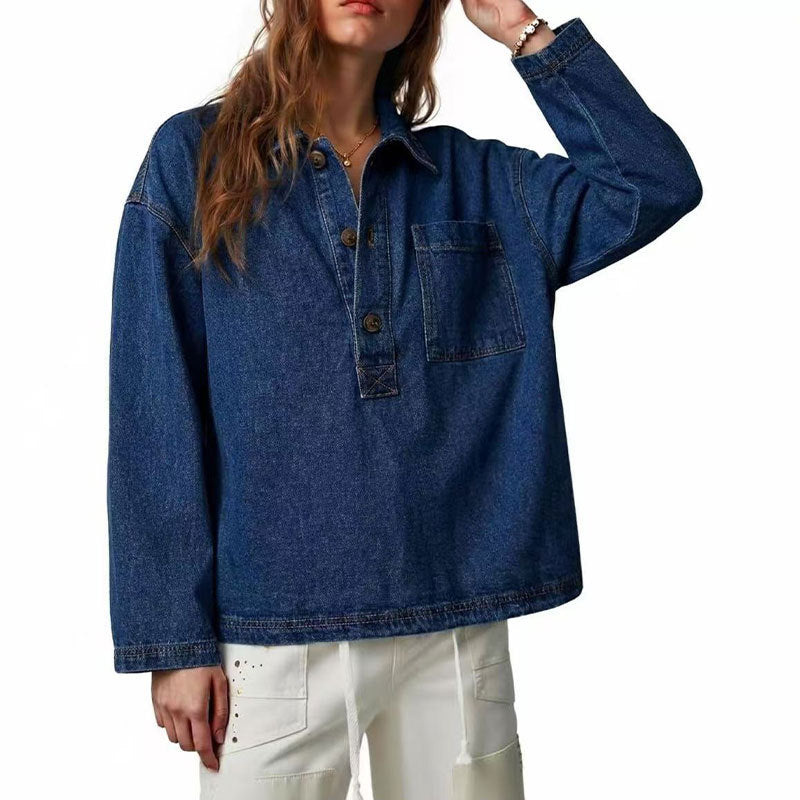 Chemise denim femme bleu delave - Vintage et decontractee