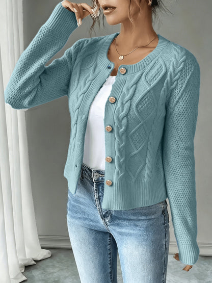 Cárdigan de punto trenzado para mujer con botones - Elegante y suave