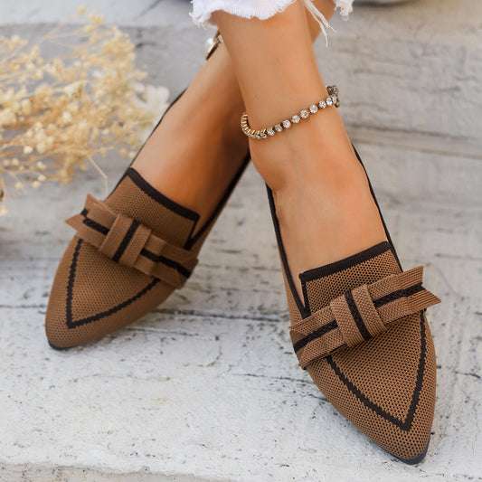 Ballerines légères élégantes avec nœud – Chaussures plates confortables polyvalentes à enfiler