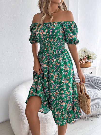 Femme Robe d’Été Mi-Longue à Fleurie Élégante Décontractée – Stylée, Flatteuse