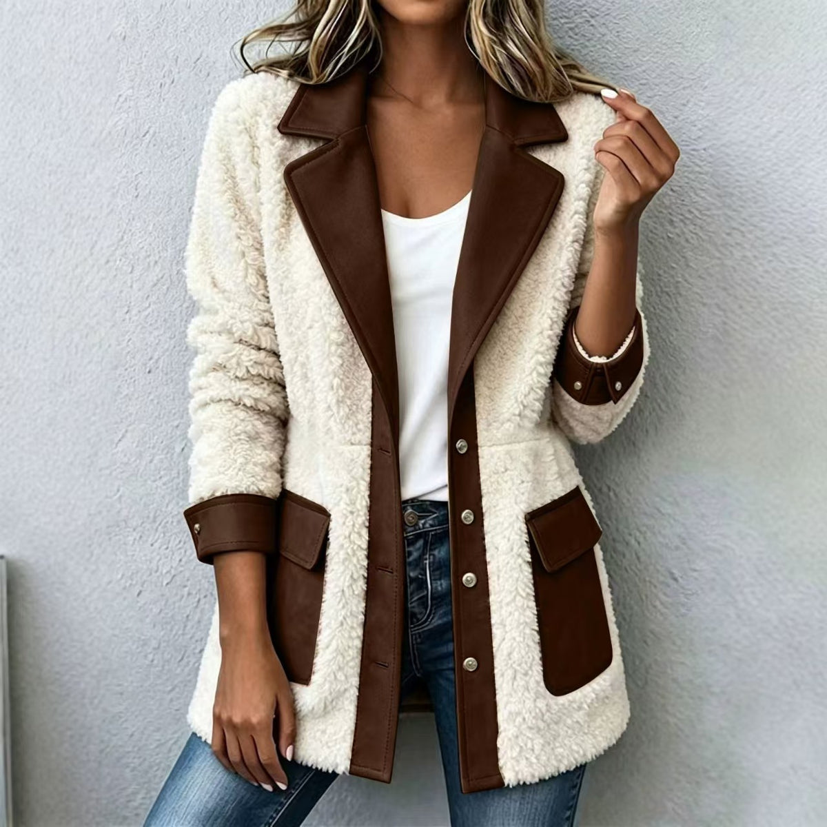 Women's denim patchwork cardigan - Warm and original