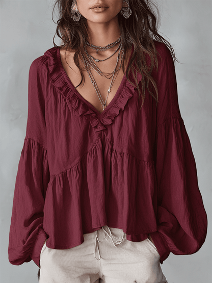 Blouse bohème femme à volants – Style vintage léger et romantique