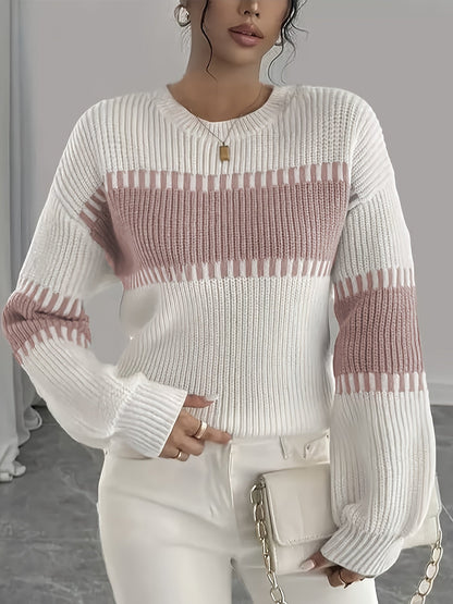 Women's color-block striped sweater – Trendy and soft