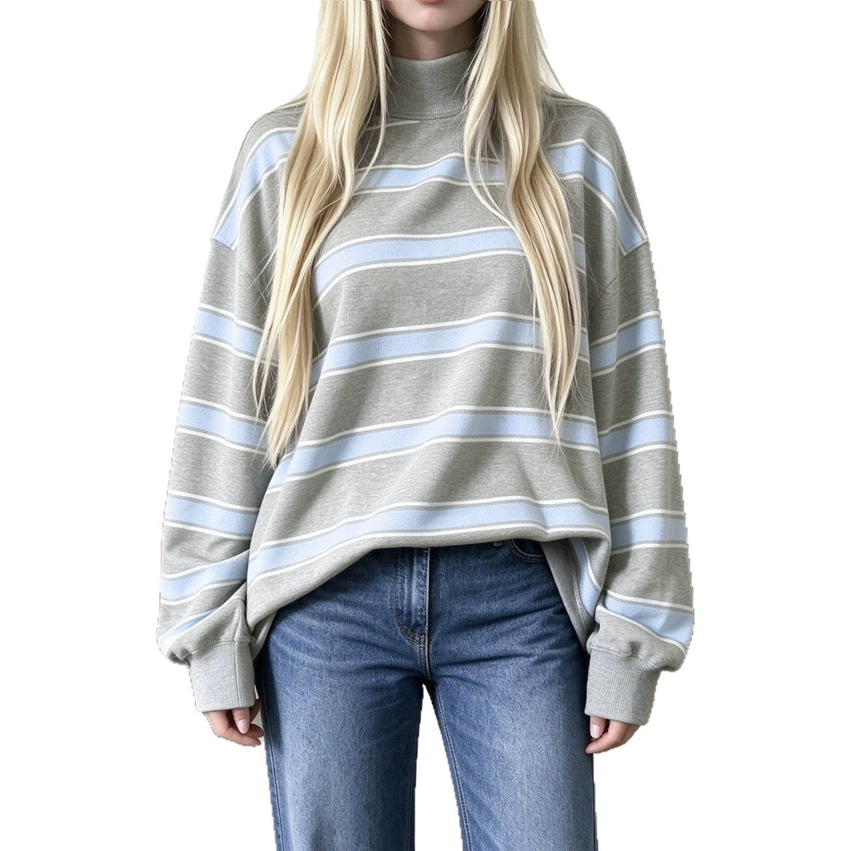 Sweatshirt femme imprimé à rayures – Décontracté et tendance