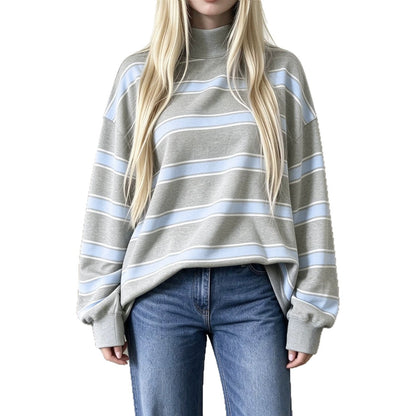 Sweatshirt femme imprimé à rayures – Décontracté et tendance