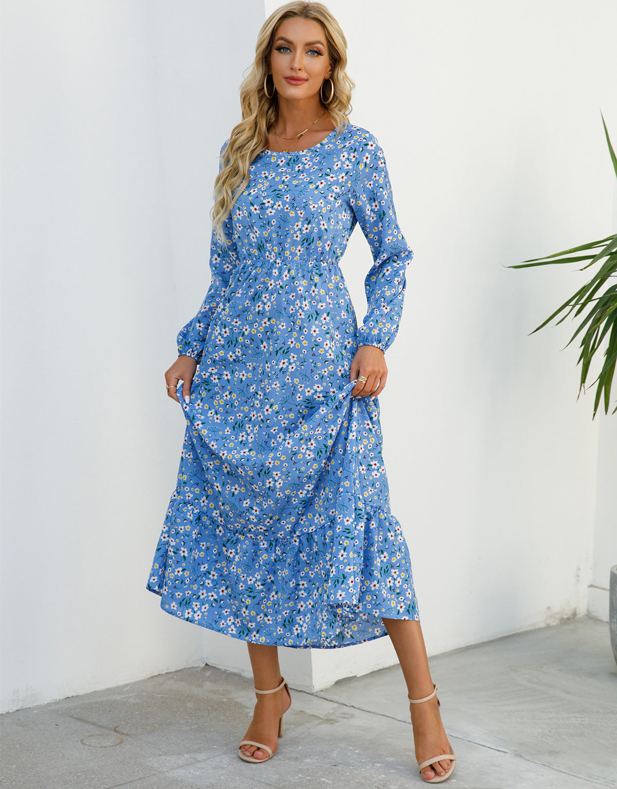 Robe Fleurie Polyvalente en Mousseline pour Femme – Style Élégant à Col Rond