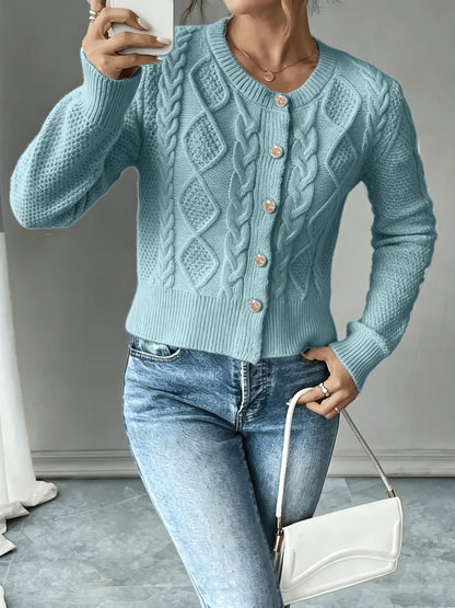 Cárdigan de punto trenzado para mujer con botones - Elegante y suave