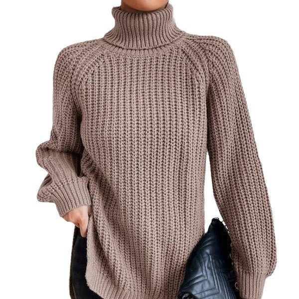Women's sweater with a split mock neck – Soft and comfortable
