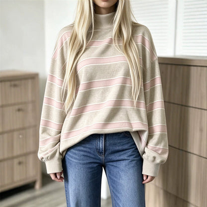 Sweatshirt femme imprimé à rayures – Décontracté et tendance