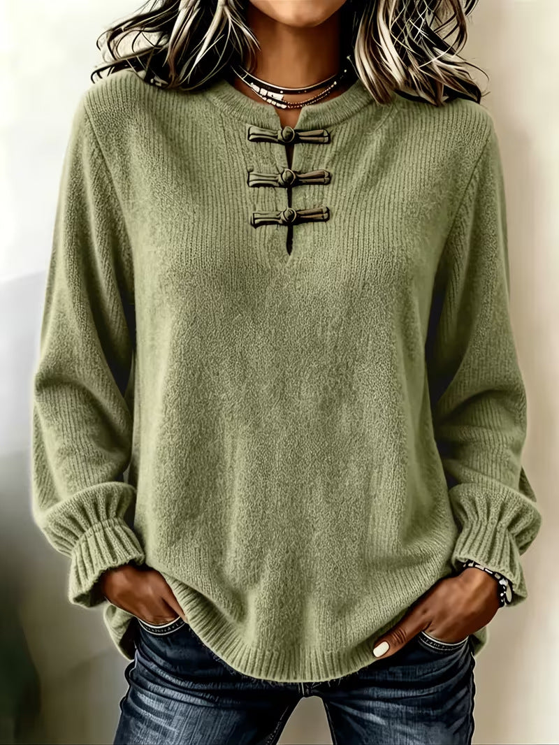 Women's knit sweater - Mock neck and relaxed fit