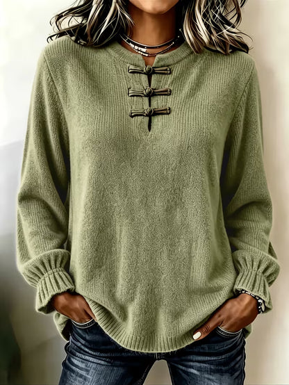 Women's knit sweater - Mock neck and relaxed fit