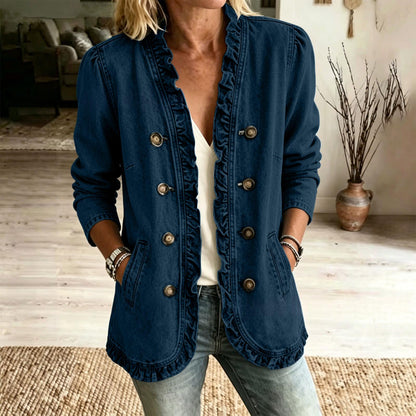 Giacca di jeans da donna con fondo svasato e bottoni - Casual e originale