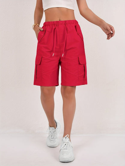Short cargo Via rose poudré taille élastique femme