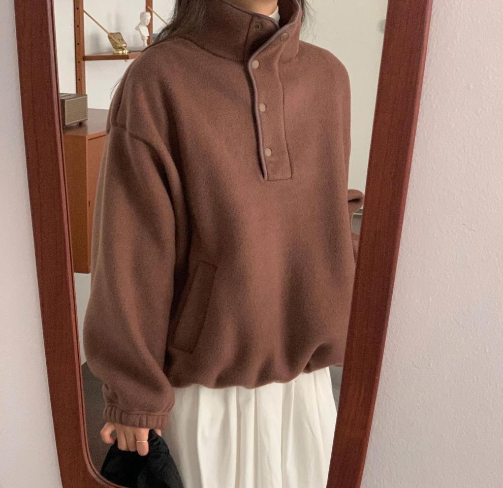 Pull Polaire Doux à Col Montant pour Femme – Sweat d’Hiver Épais et Confortable