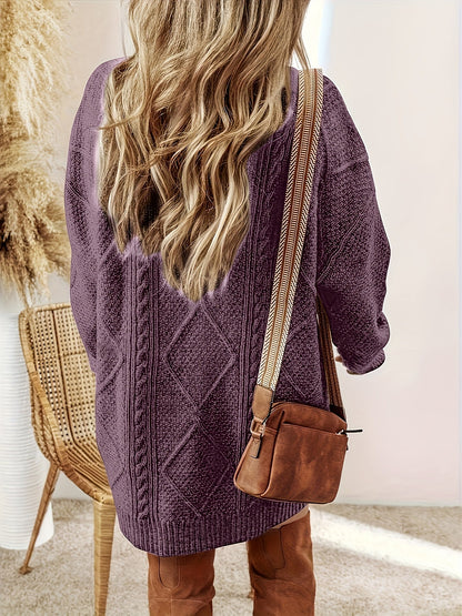 Women's textured cable-knit sweater dress - Warm and elegant