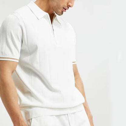 Men's short-sleeved shirt with style – Summer top with zipped collar