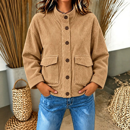 Women's corduroy shirt with pockets - Casual and practical