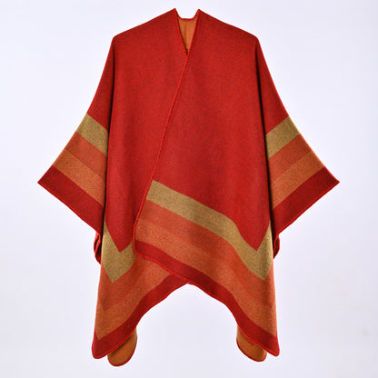 Poncho femme jacquard effet cachemire - Chic et enveloppant