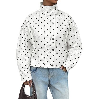 Manteau femme a pois manches longues - Decontracte et leger