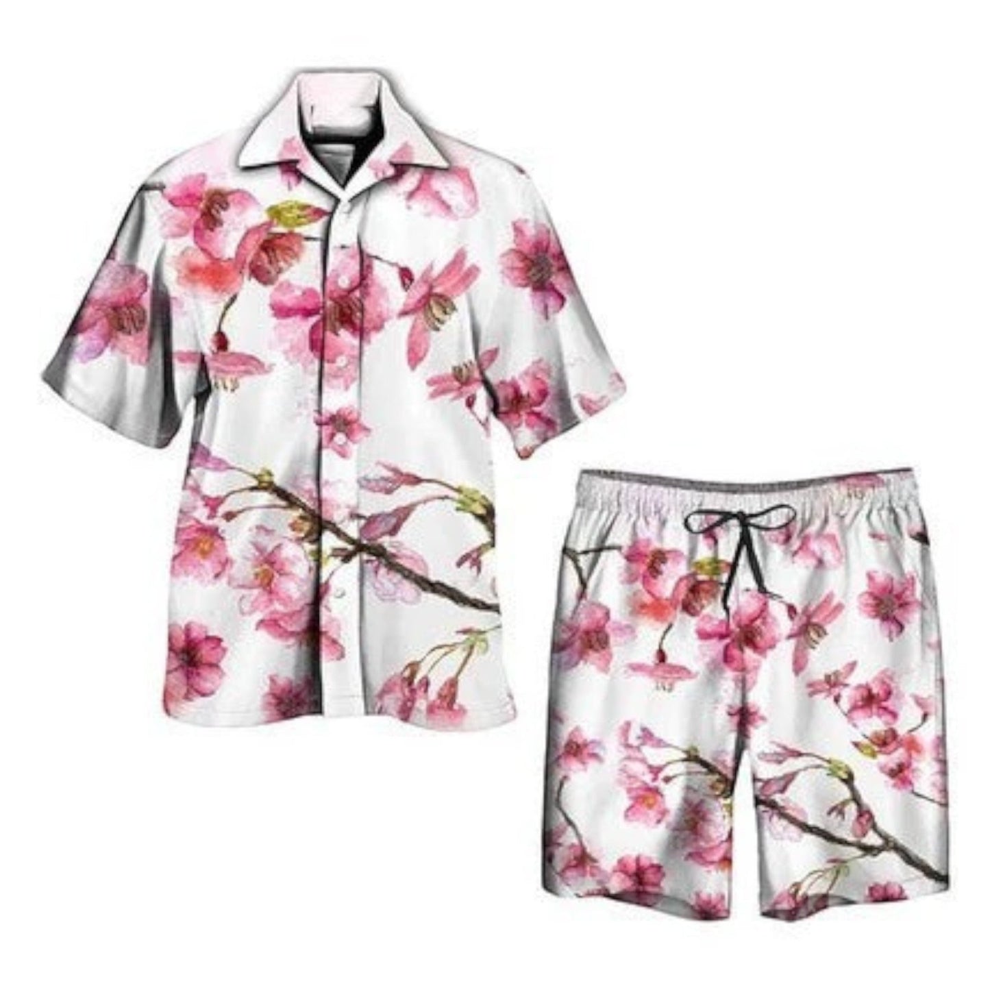Ensemble Tropical Élégant Homme – Chemise et Short Décontracté Été