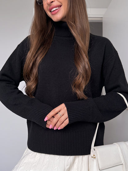 Pull en maille unie ample pour femme – Un style décontracté et confortable pour tous les jours