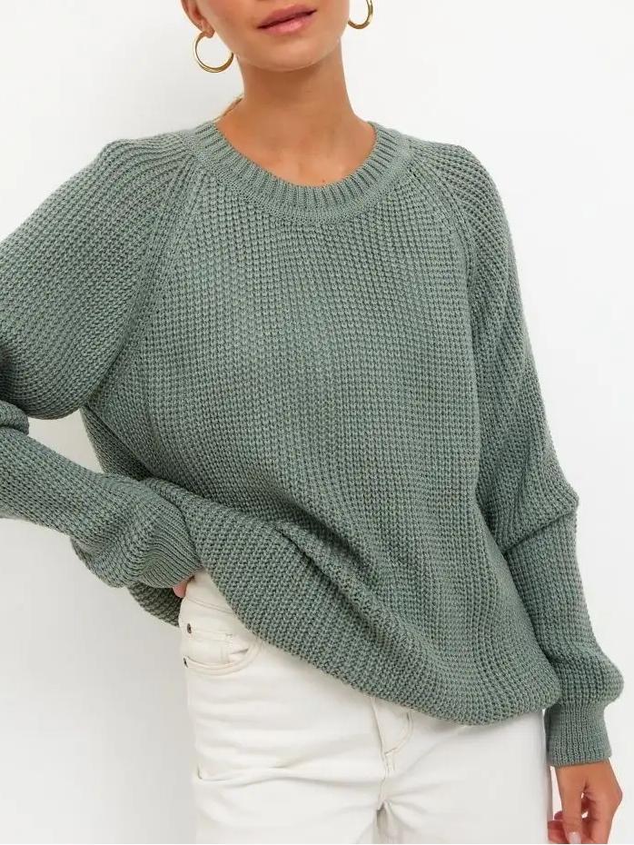 Jersey de punto grueso liso para mujer - Corte cómodo y abrigado