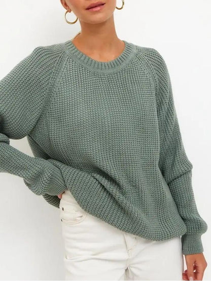 Jersey de punto grueso liso para mujer - Corte cómodo y abrigado