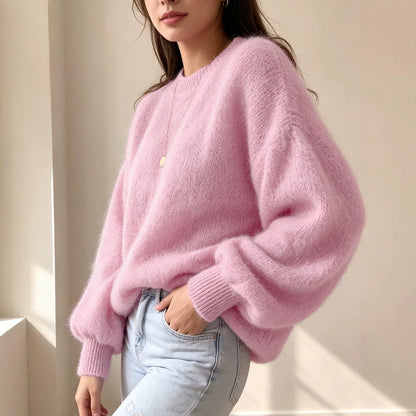 Loose-fitting women's crew-neck sweater - Soft and comfortable