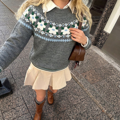 Pull floral retro femme - Doux et feminin