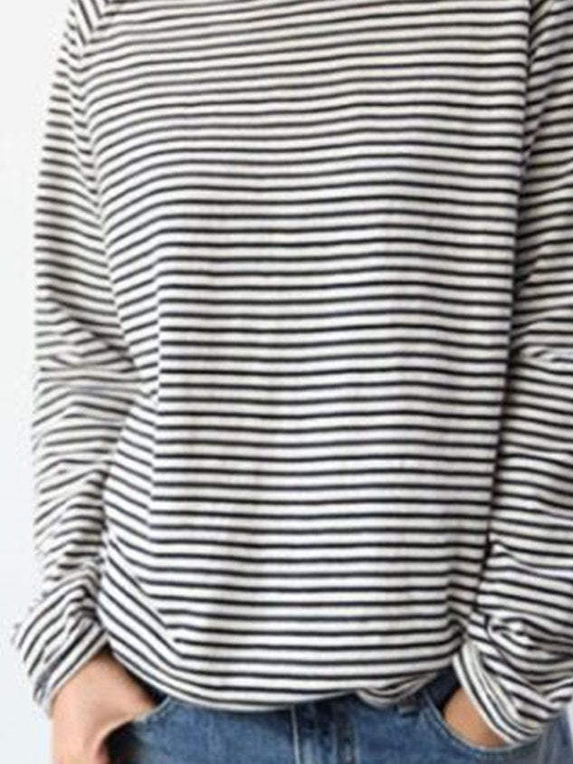 T-shirt à manches longues rayé pour femme – Haut décontracté et confortable au quotidien