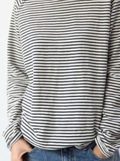 T-shirt à manches longues rayé pour femme – Haut décontracté et confortable au quotidien
