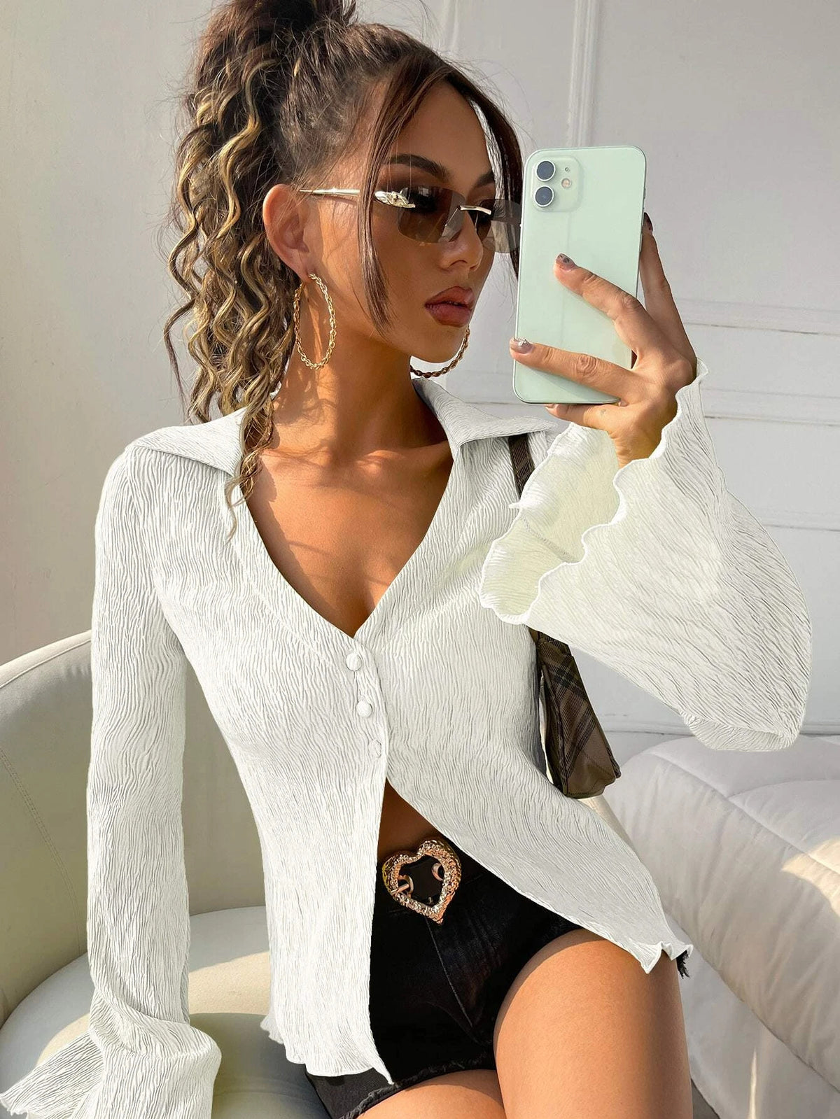 Top retro femme maille serree manches longues - Doux et facile