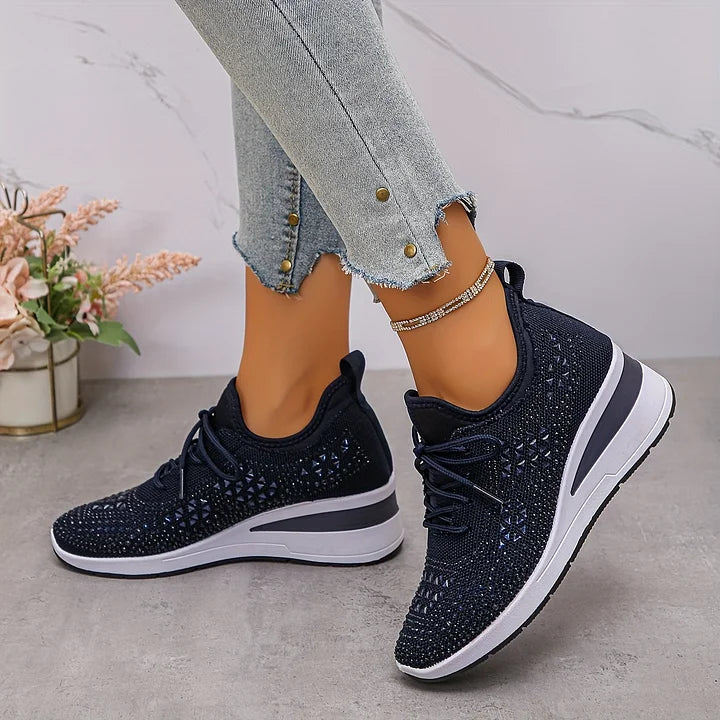 Baskets Orthopédiques Femme avec Soutien de la Voûte Plantaire et Strass – Confortables et Légères
