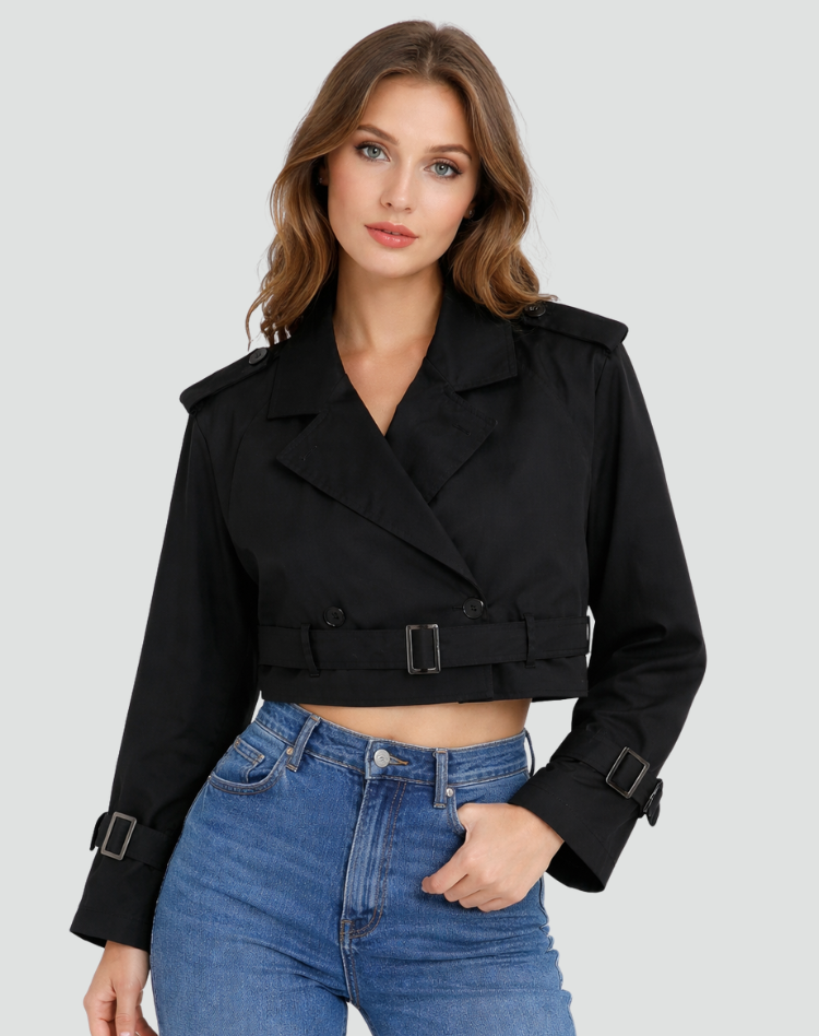 Trench femme court en coton coupe regular - Classique et polyvalent