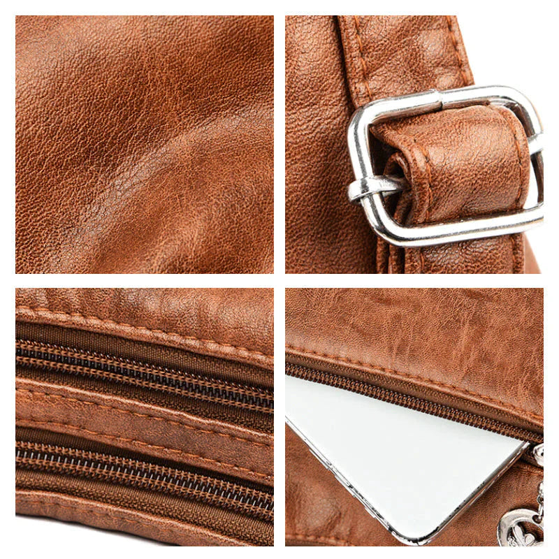 Sac à Épaule Spacieux en Cuir Souple pour Femme – Sac à Main Multi-Poches