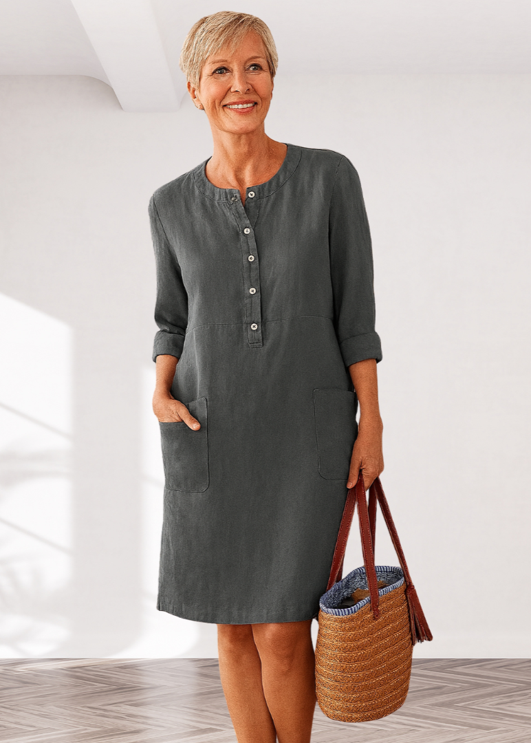 Robe Midi Classique Décontractée Femme – Coupe Ample avec Poches